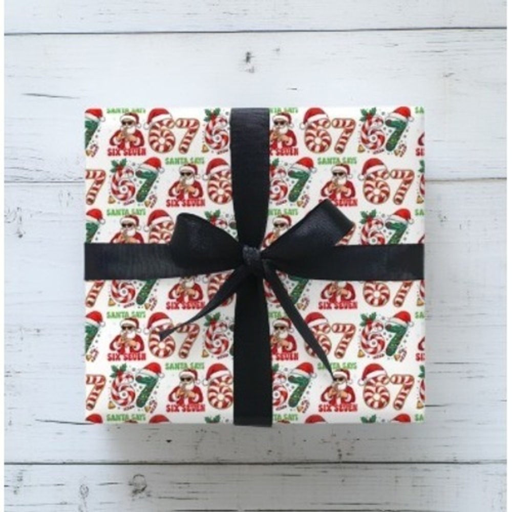 Santa Says 67 67‎ Meme Funny Christmas Wrapping Paper